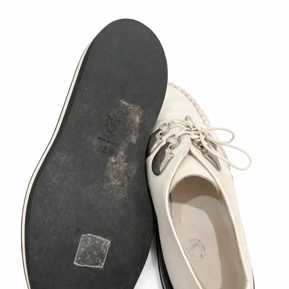 ALEXANDER McQUEEN Rare Creepers Rockabilly Oxfords 36.5 Ivory Leather Platform